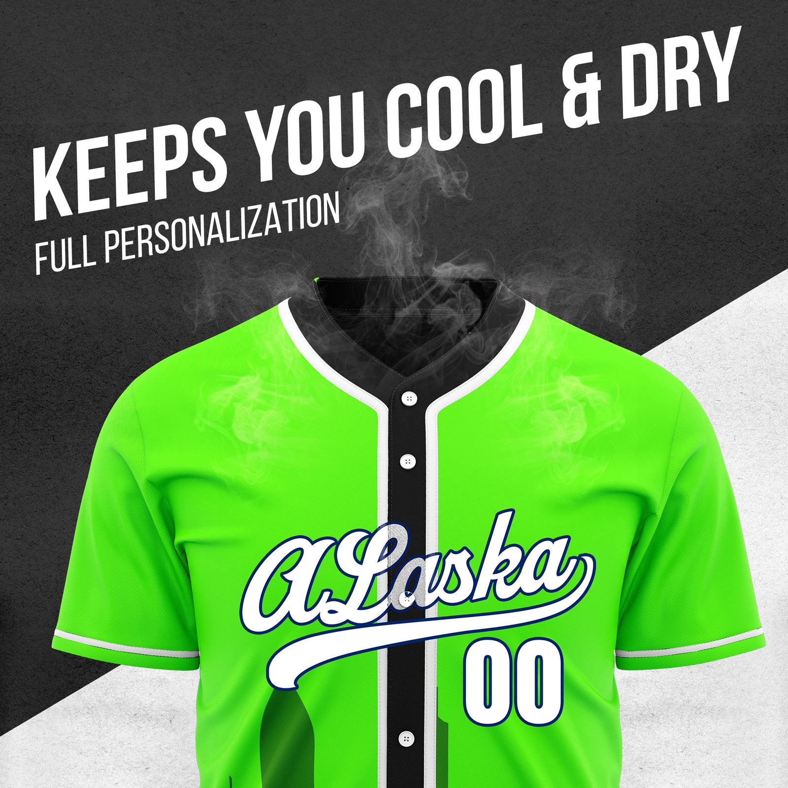 Custom City Horizon Neon Green Baseball Sports Jersey Personalized Uniform with Name & Number