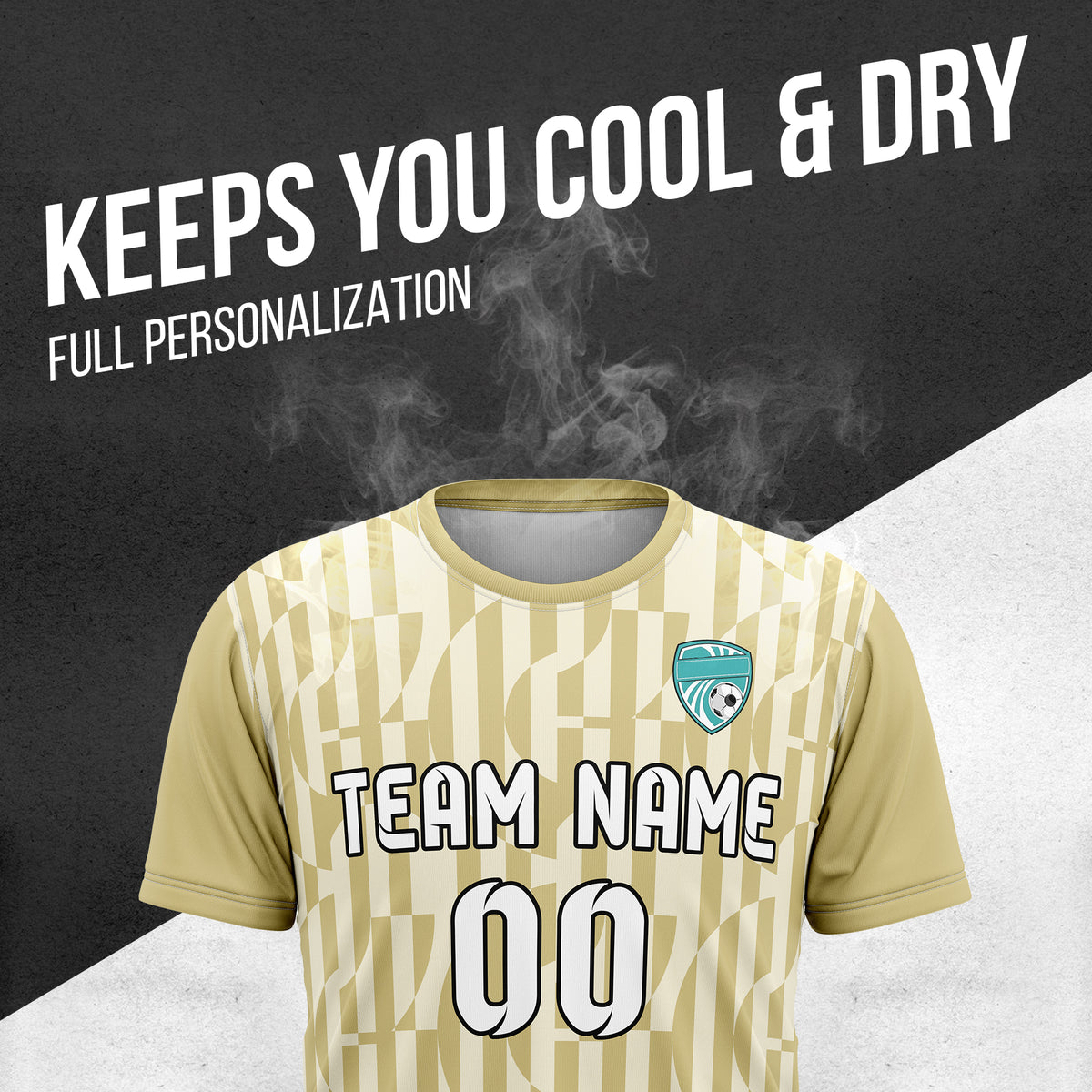 Soccer Jersey - Round Neck - Full Pattern - Design 4 - Khakhii