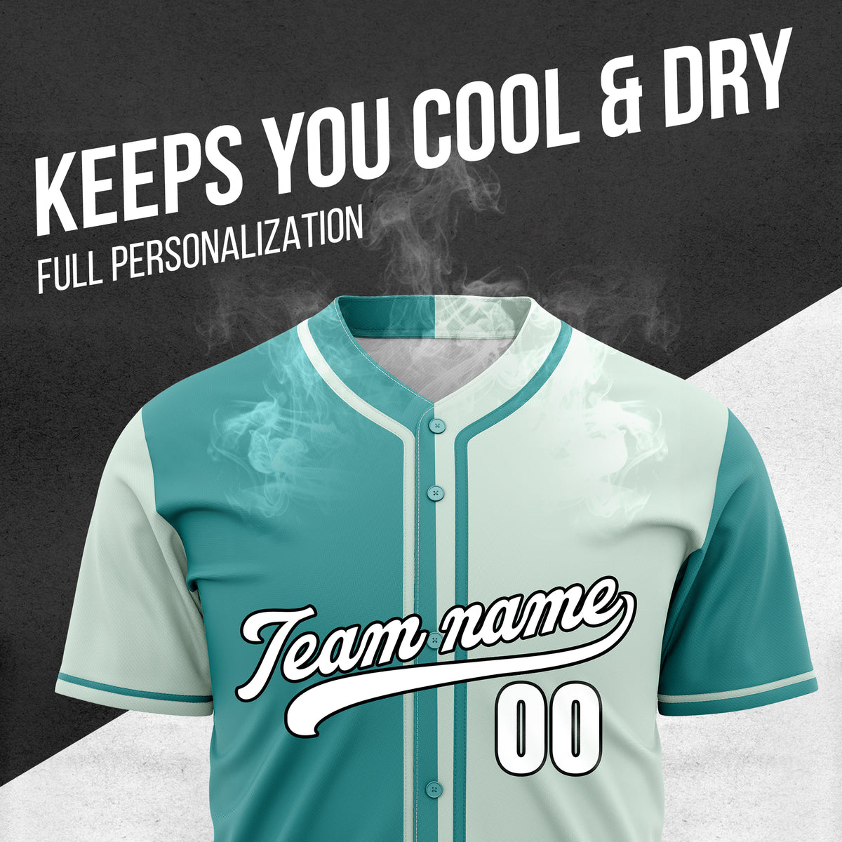 Custom Split Baseball Teal Sports Jersey Personalized Uniform with Name & Number