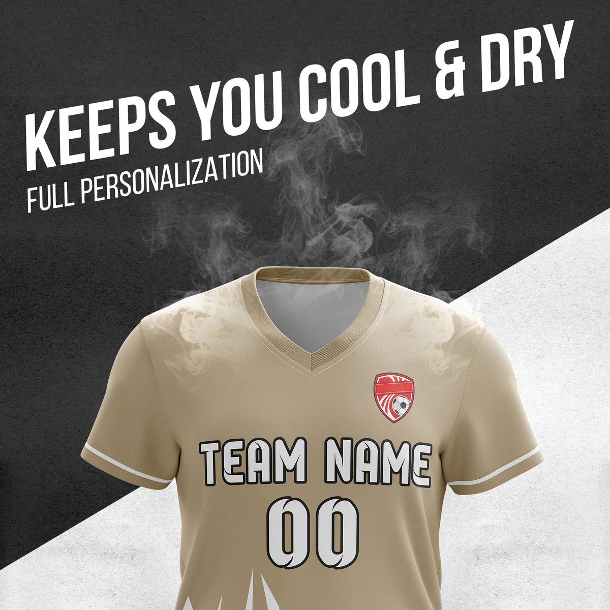 Custom Spark Strike V-Side Pattern Khaki Soccer Sport Tops Jersey