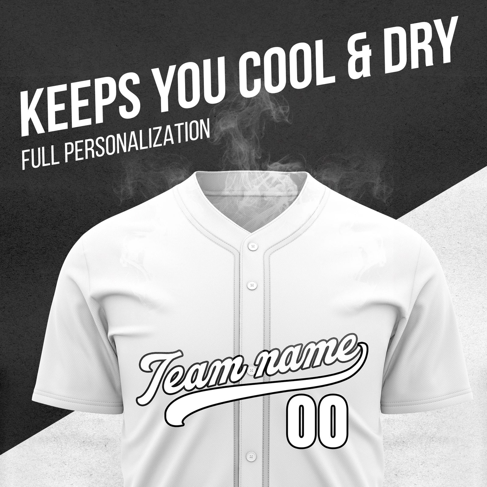 Custom White Baseball Wave Sports Jersey Personalized Uniform with Name & Number