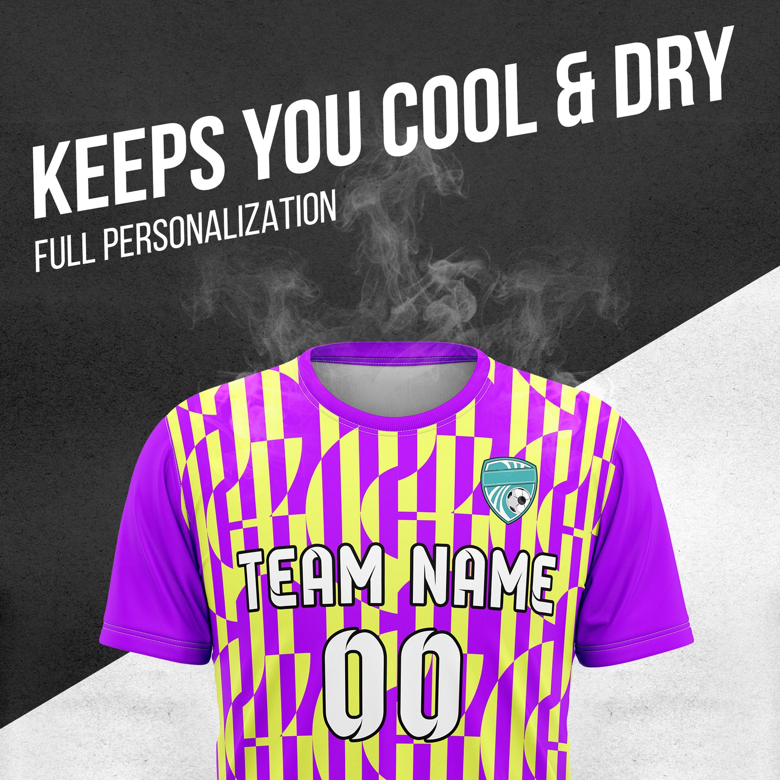 Custom Soccer Round Neck Purple Cyclone Tops Jersey