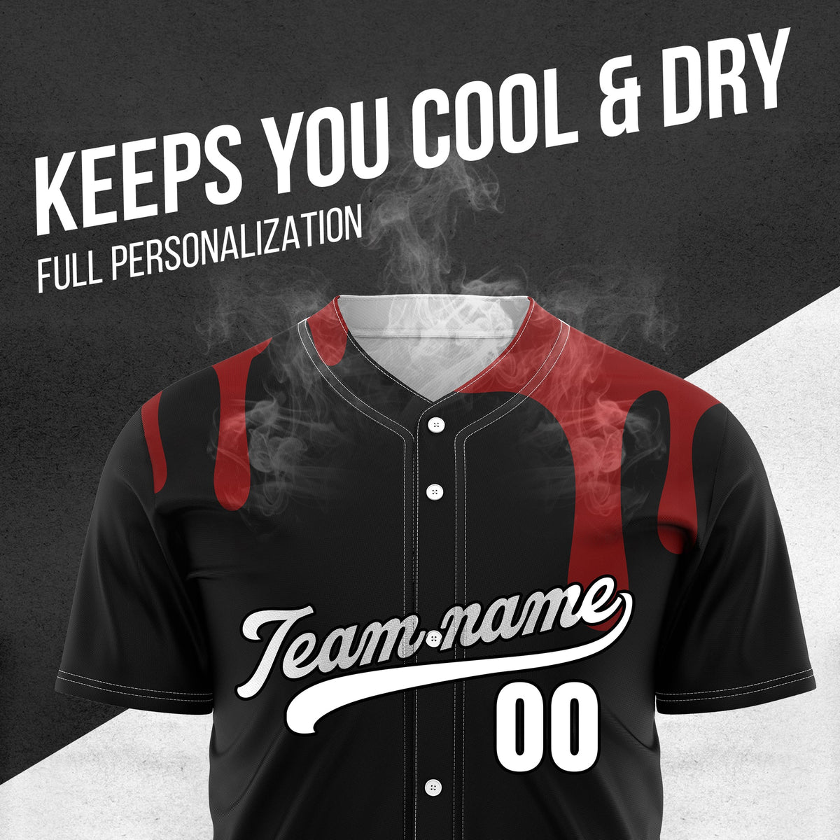 Custom Ink Dripline Black Sports Jersey Personalized Uniform with Name & Number