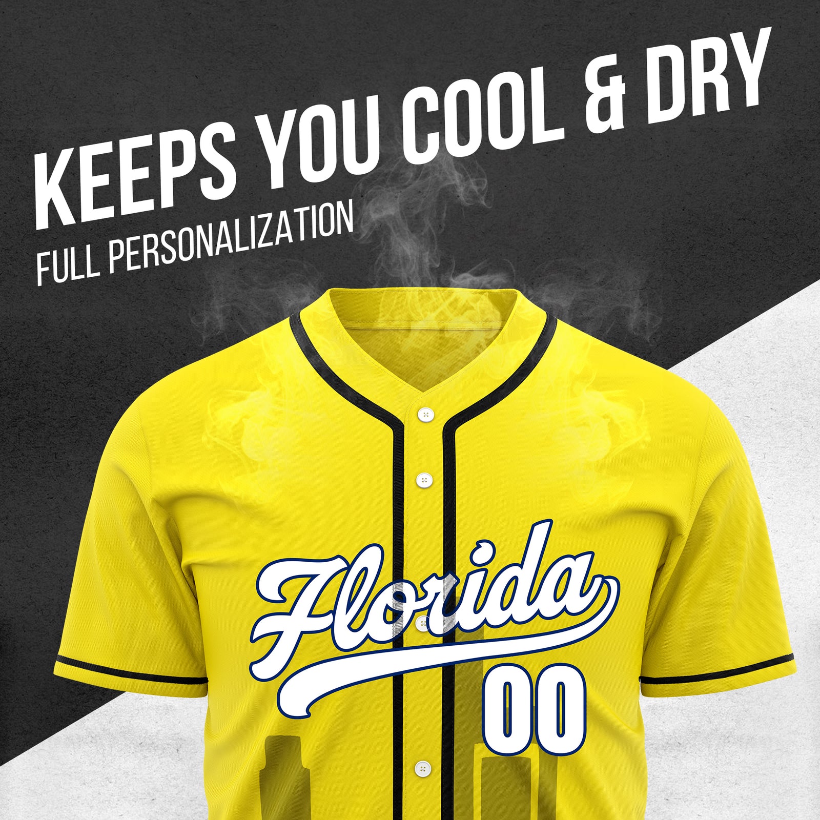 Custom City Flux Yellow Baseball Sports Jersey Personalized Uniform with Name & Number