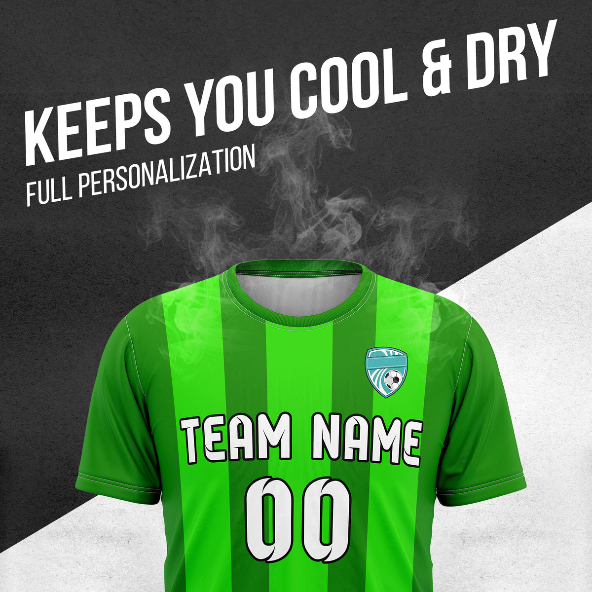 Custom Soccer Green R Stripes Sports Tops Jersey