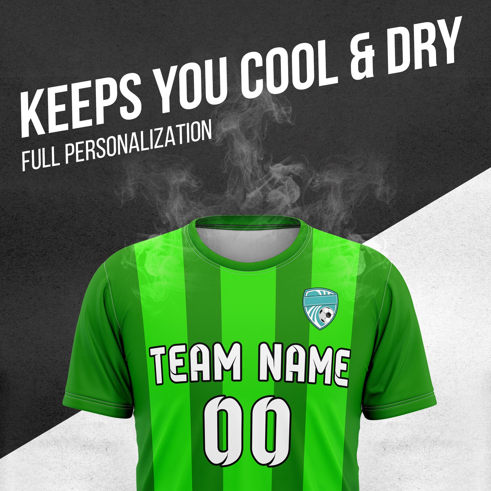 Custom Soccer Green R Stripes Sports Tops Jersey