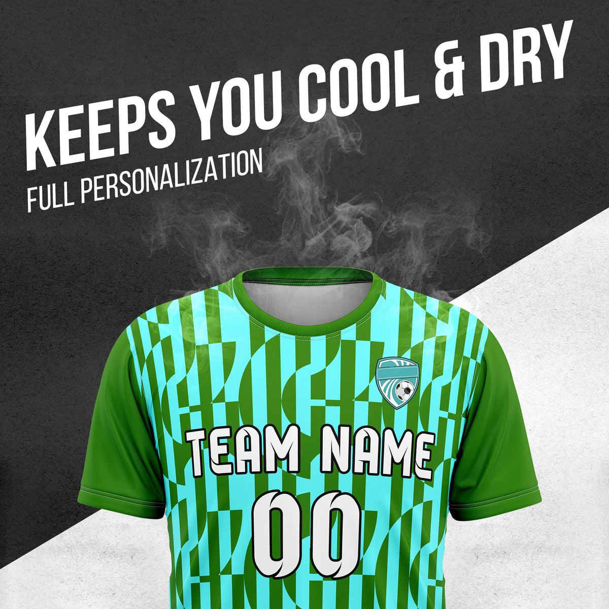 Custom Soccer Round Neck Green Cyclone Tops Jersey