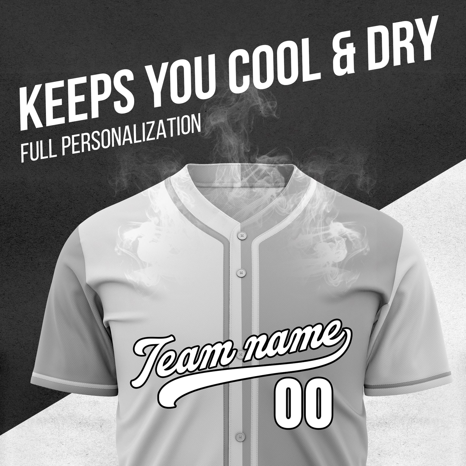 Custom Split Baseball Grey Sports Jersey Personalized Uniform with Name & Number