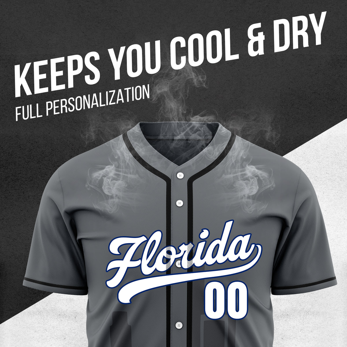 Custom City Flux Dark Grey Baseball Sports Jersey Personalized Uniform with Name & Number