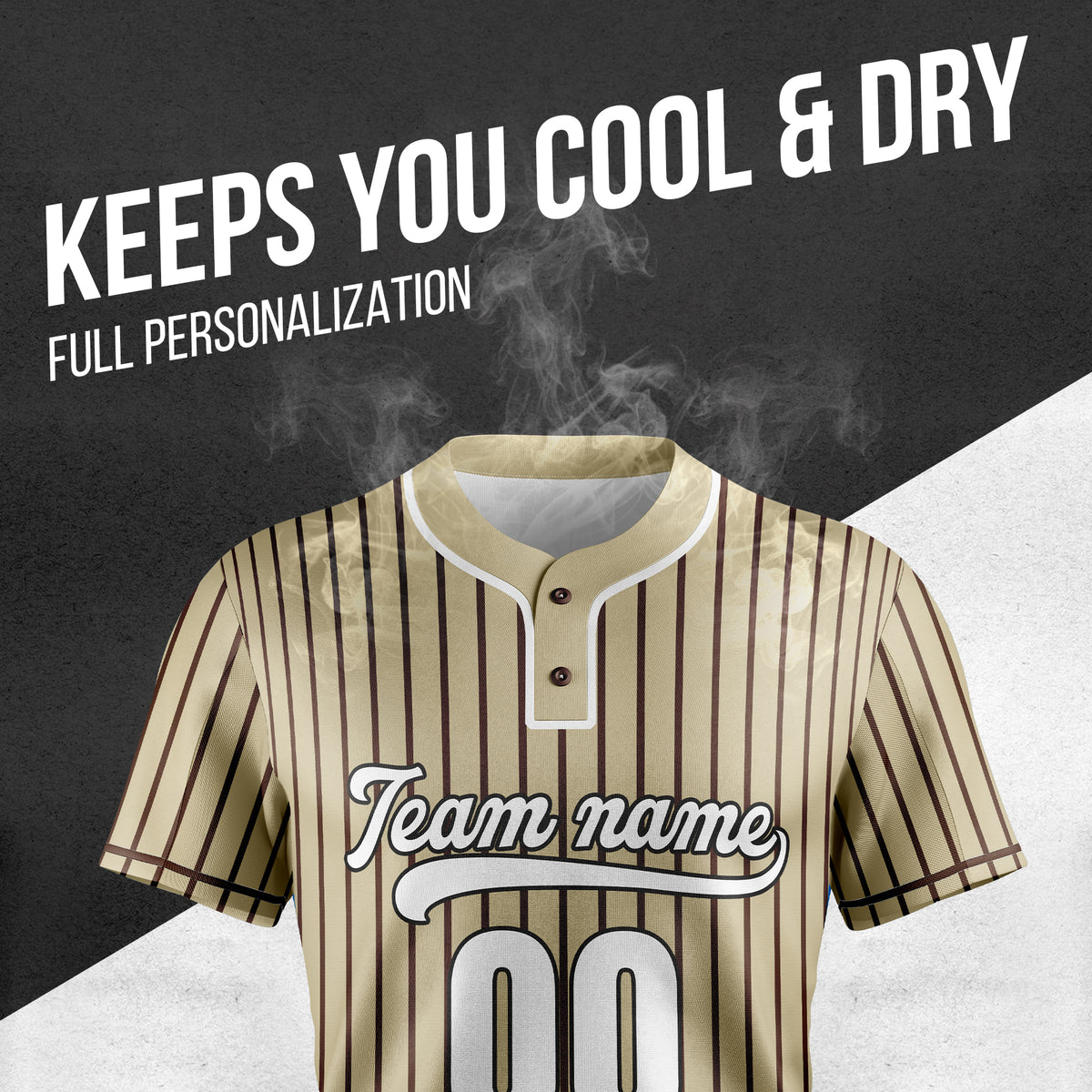 Custom Pinstripe Baseball Khaki Sports Jersey Personalized Uniform with Name & Number