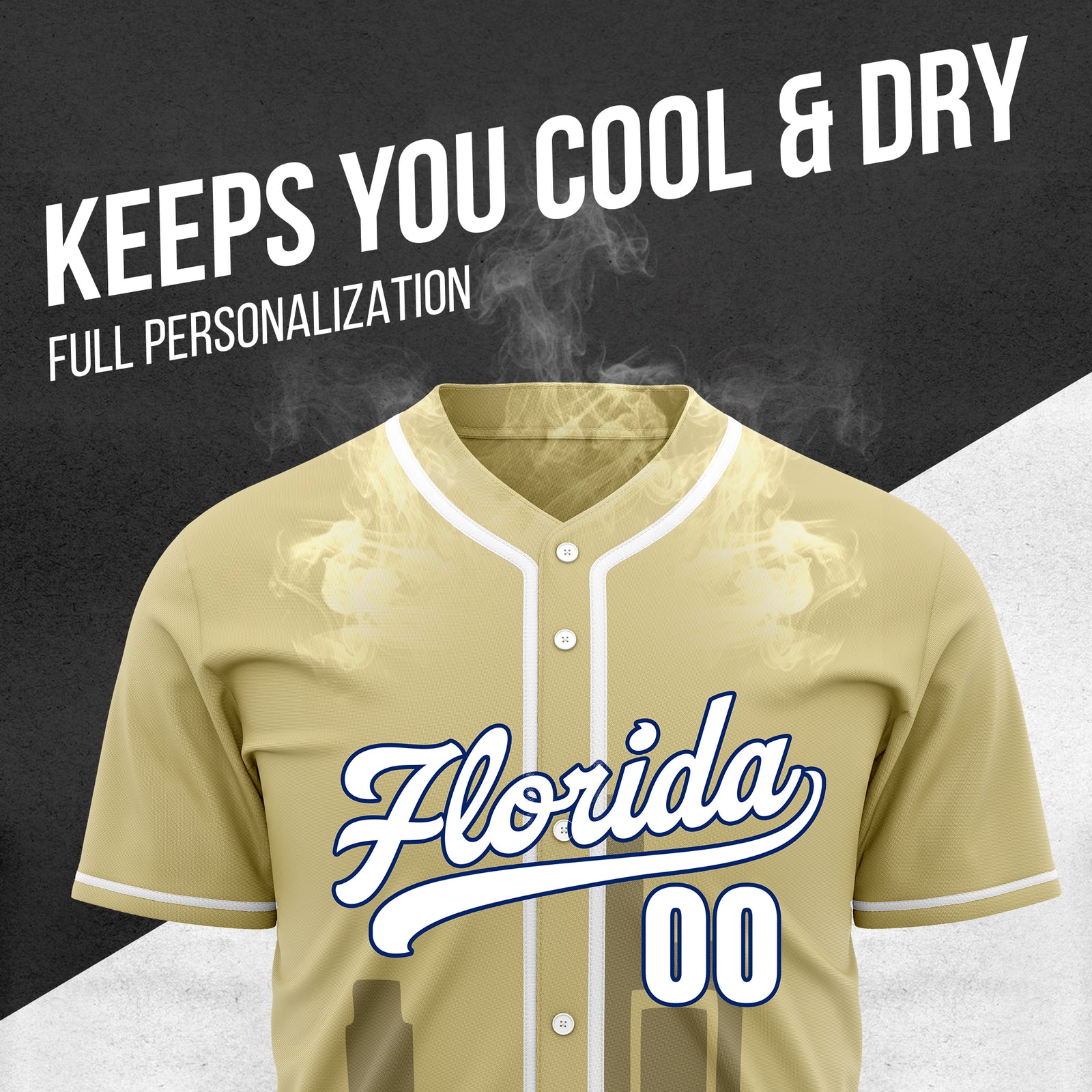 Custom City Flux Khaki Baseball Sports Jersey Personalized Uniform with Name & Number