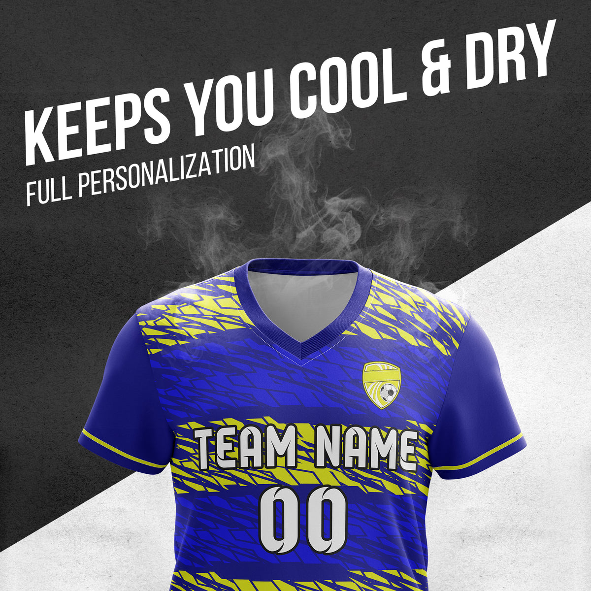 Custom Flare Strike V-Full Pattern Soccer Navy Sport Tops Jersey