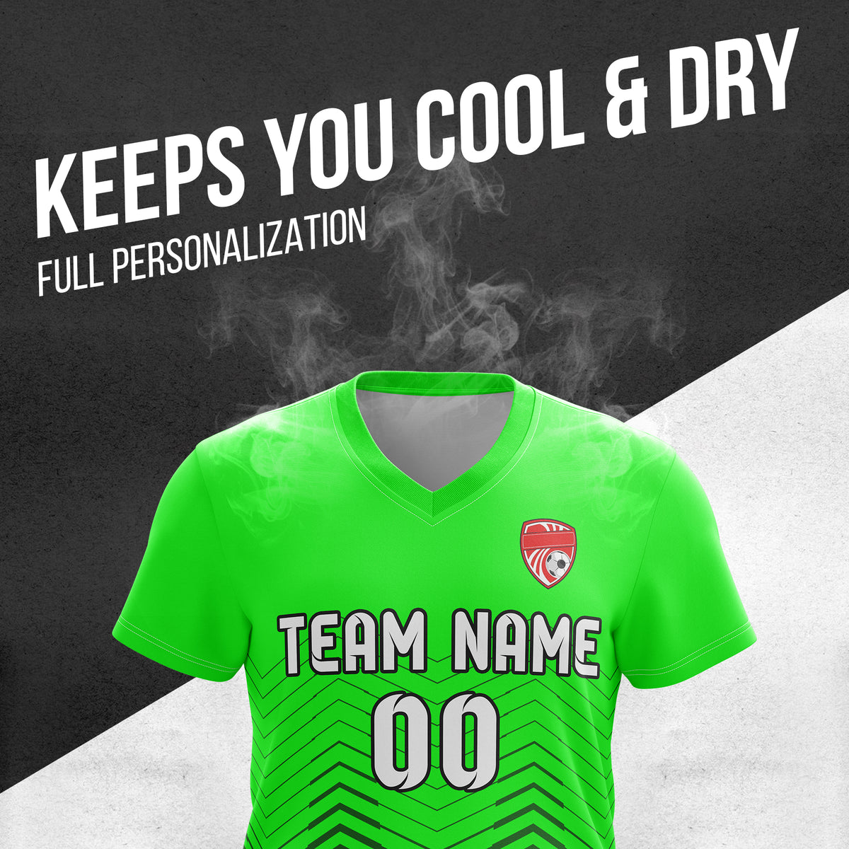 Custom Apex Strike V-Side Pattern Neon Green Soccer Sport Tops Jersey