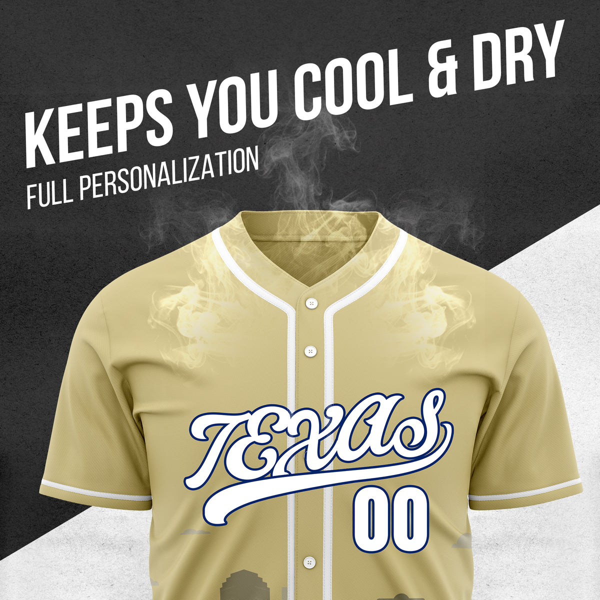 Custom City Lights Khaki Baseball Sports Jersey Personalized Uniform with Name & Number