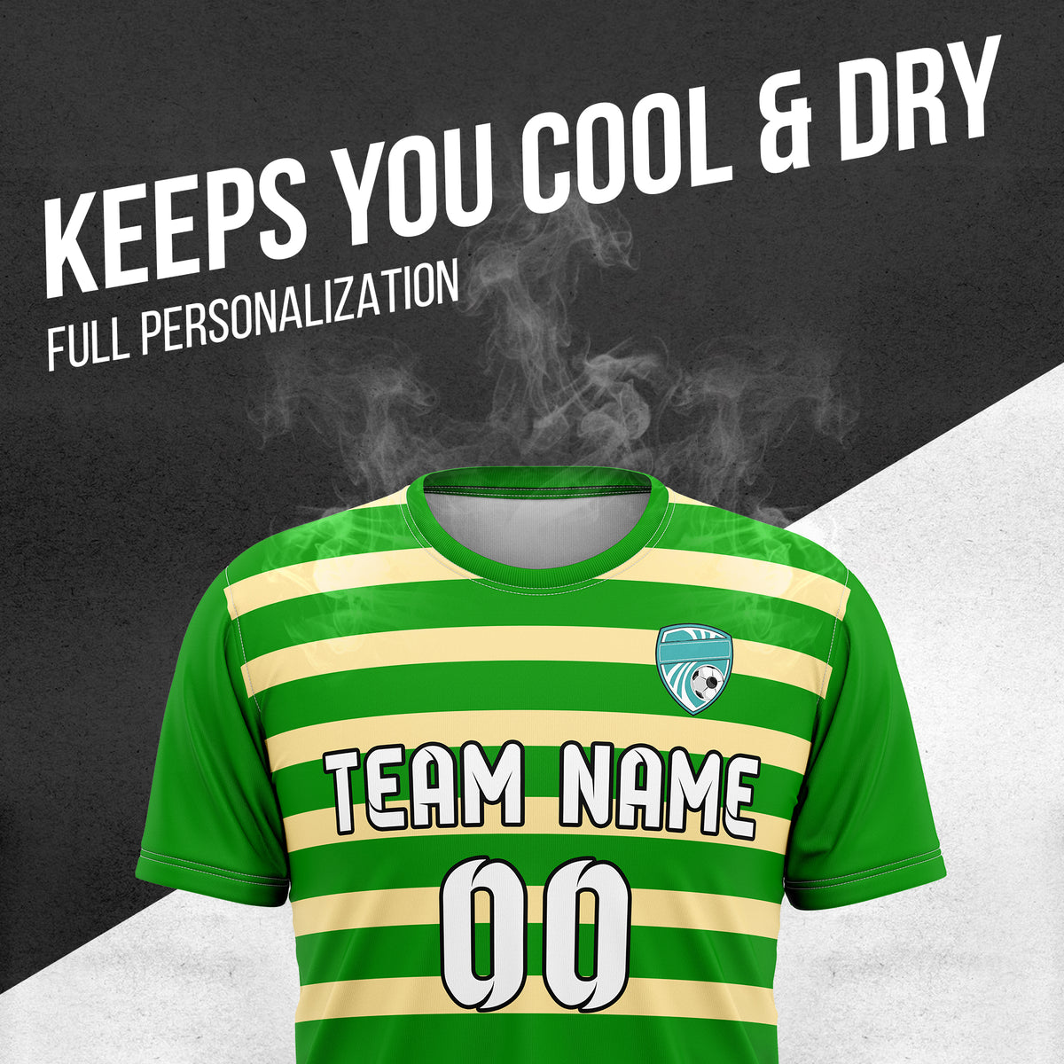 Custom Soccer R Stripes Green Sports Tops Jersey