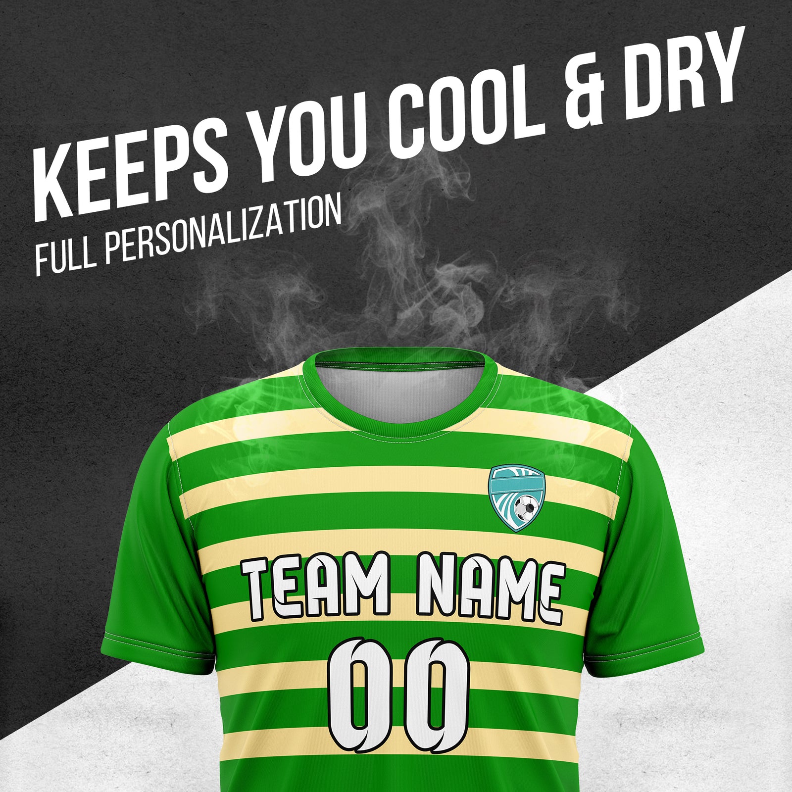 Custom Soccer R Stripes Green Sports Tops Jersey
