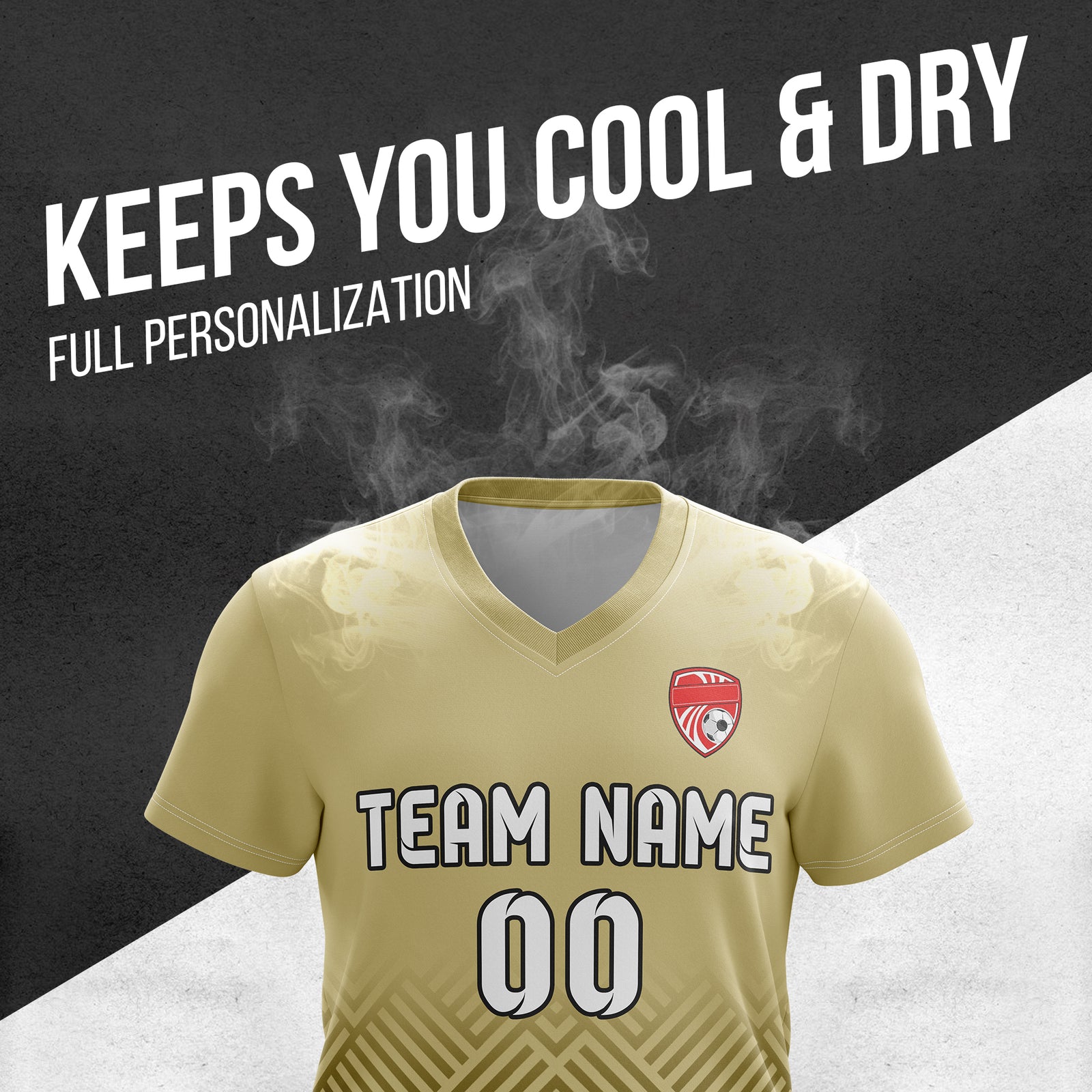 Custom Shadow Line V-Side Pattern Khaki Soccer Sport Tops Jersey