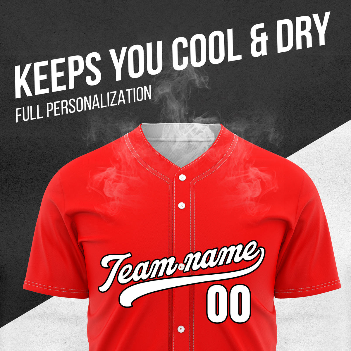 Custom Red Baseball Wave Sports Jersey Personalized Uniform with Name & Number