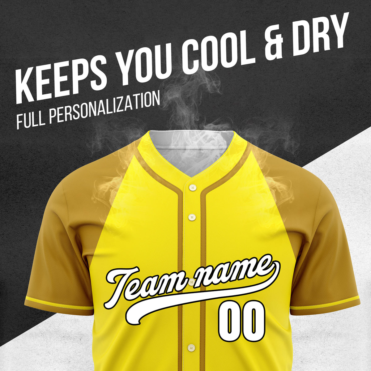 Custom Desert Blaze Yellow Raglan Style Baseball Sports Jersey Personalized Uniform with Name & Number