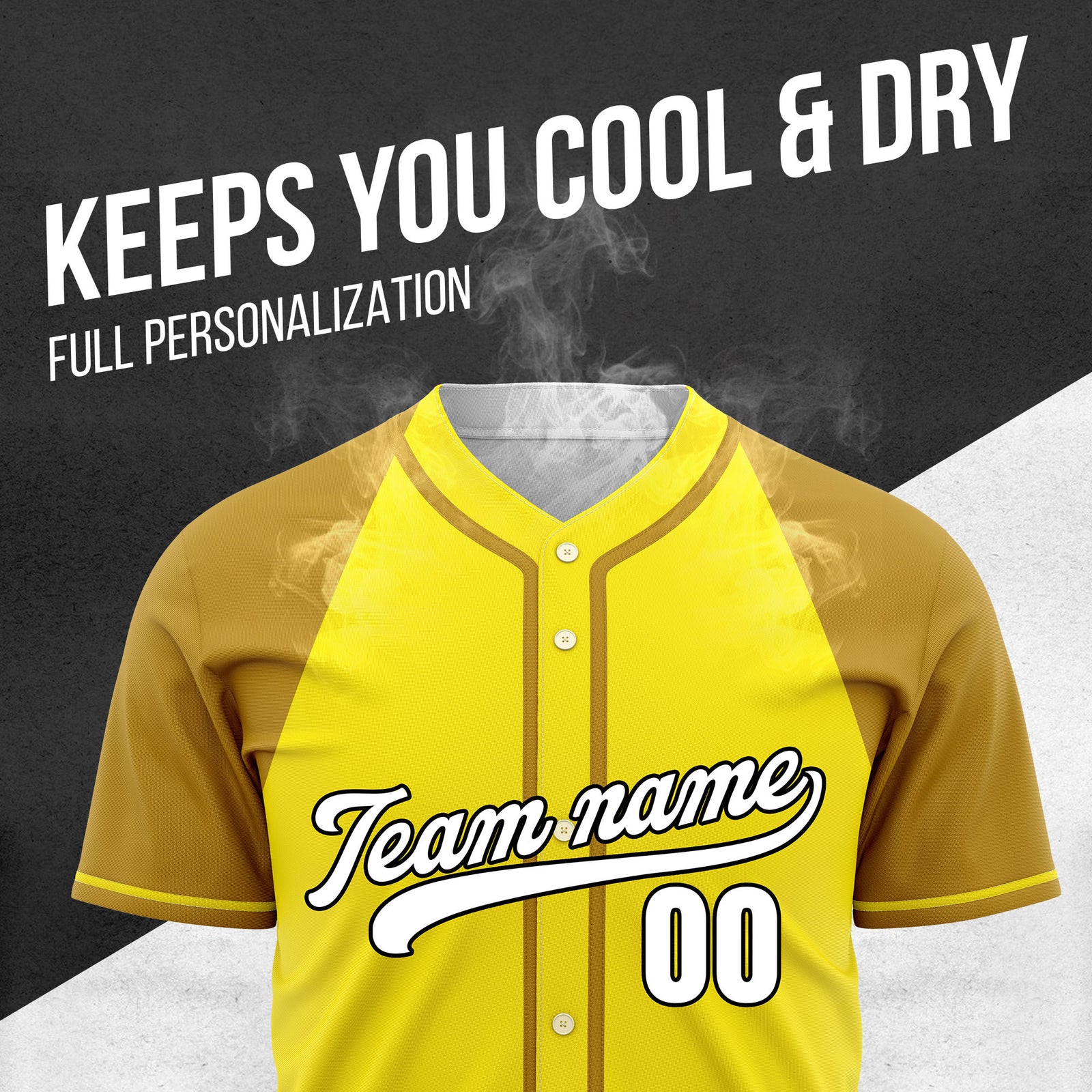 Custom Desert Blaze Yellow Raglan Style Baseball Sports Jersey Personalized Uniform with Name & Number