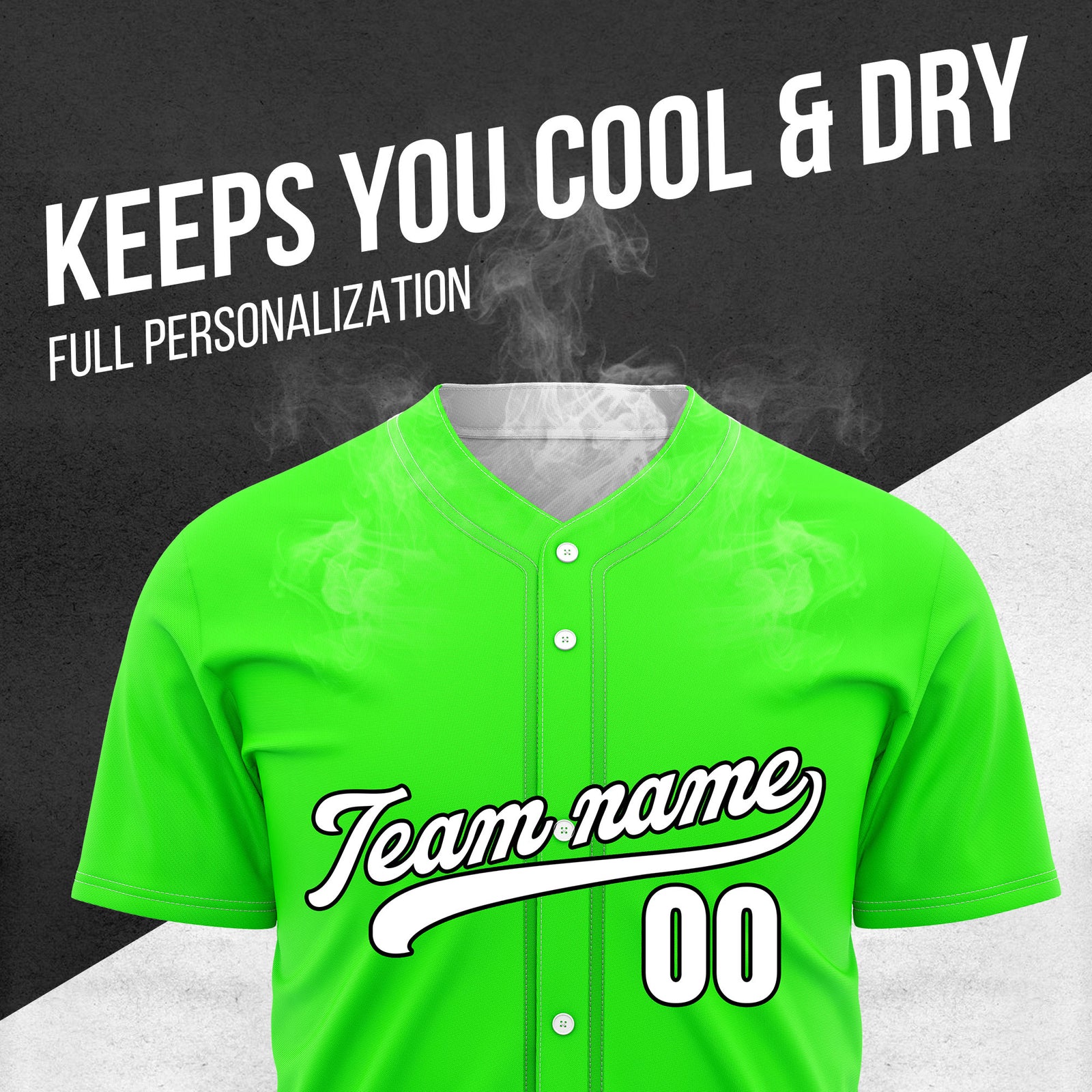Custom Neon Green Baseball Wave Sports Jersey Personalized Uniform with Name & Number