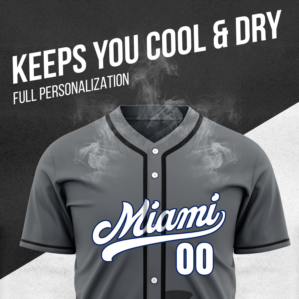 Custom City Tide Dark Grey Baseball Sports Jersey Personalized Uniform with Name & Number