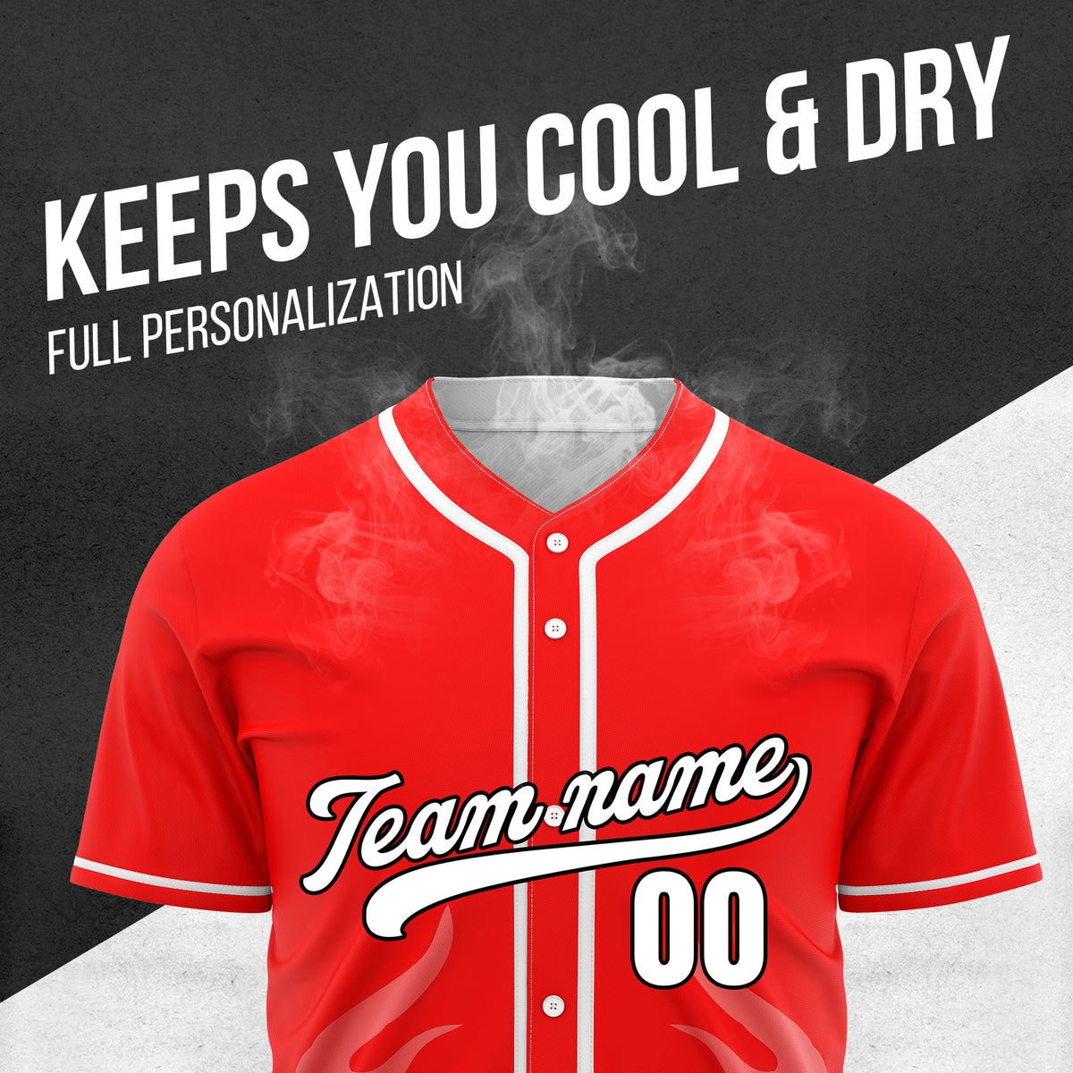 Custom Shadow Flames Red Baseball Sports Jersey Personalized Uniform with Name & Number