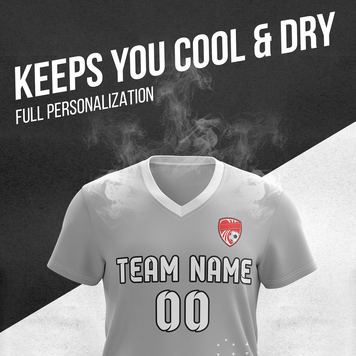 Custom Tri-Edge V-Side Pattern Grey Soccer sport Tops Jersey