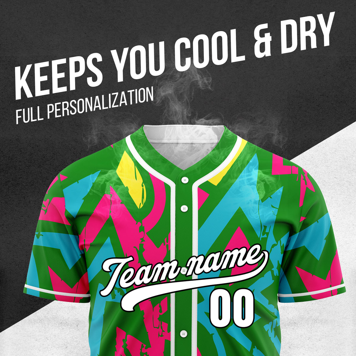 Custom Splash Green Baseball Sports Jersey Personalized Uniform with Name & Number