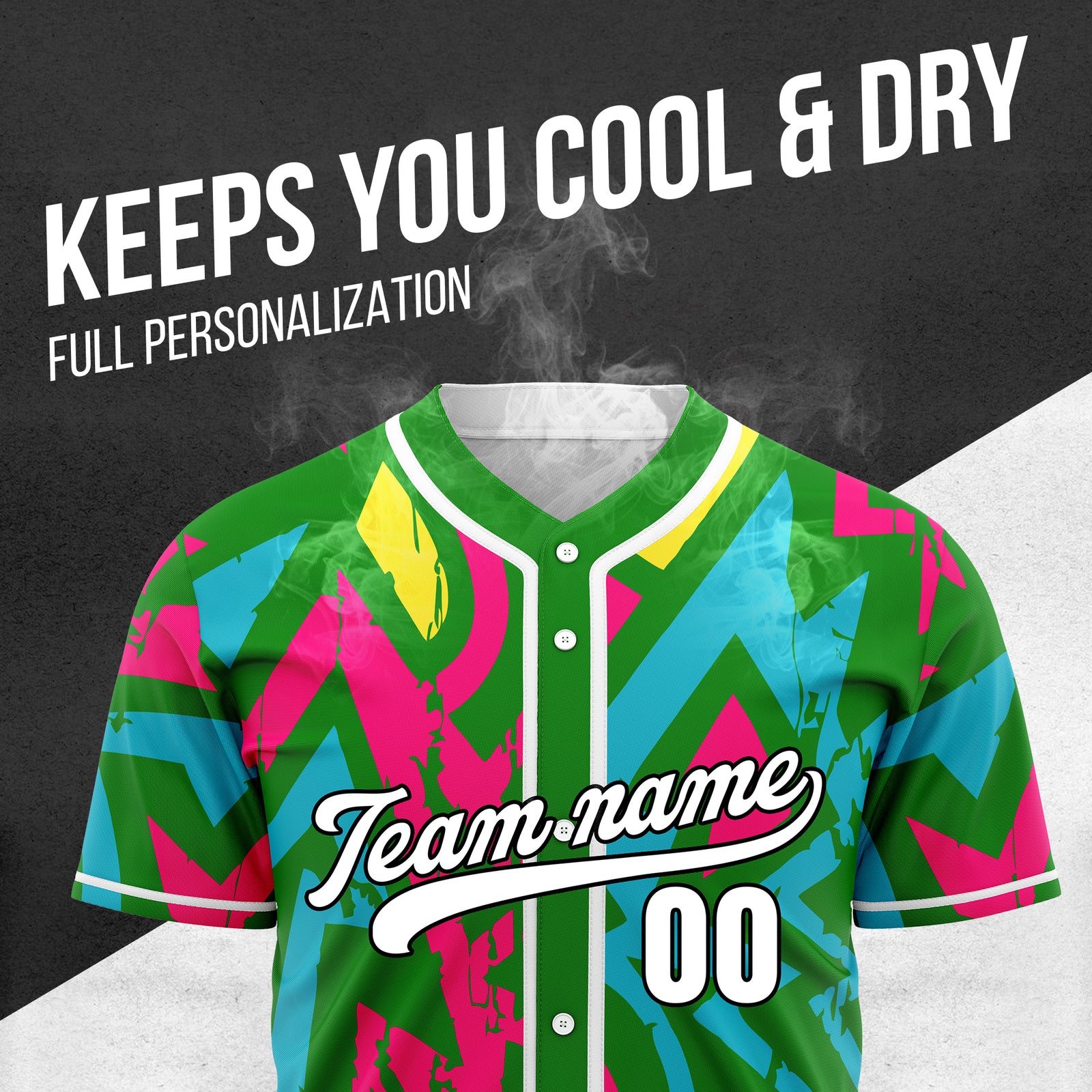 Custom Splash Green Baseball Sports Jersey Personalized Uniform with Name & Number