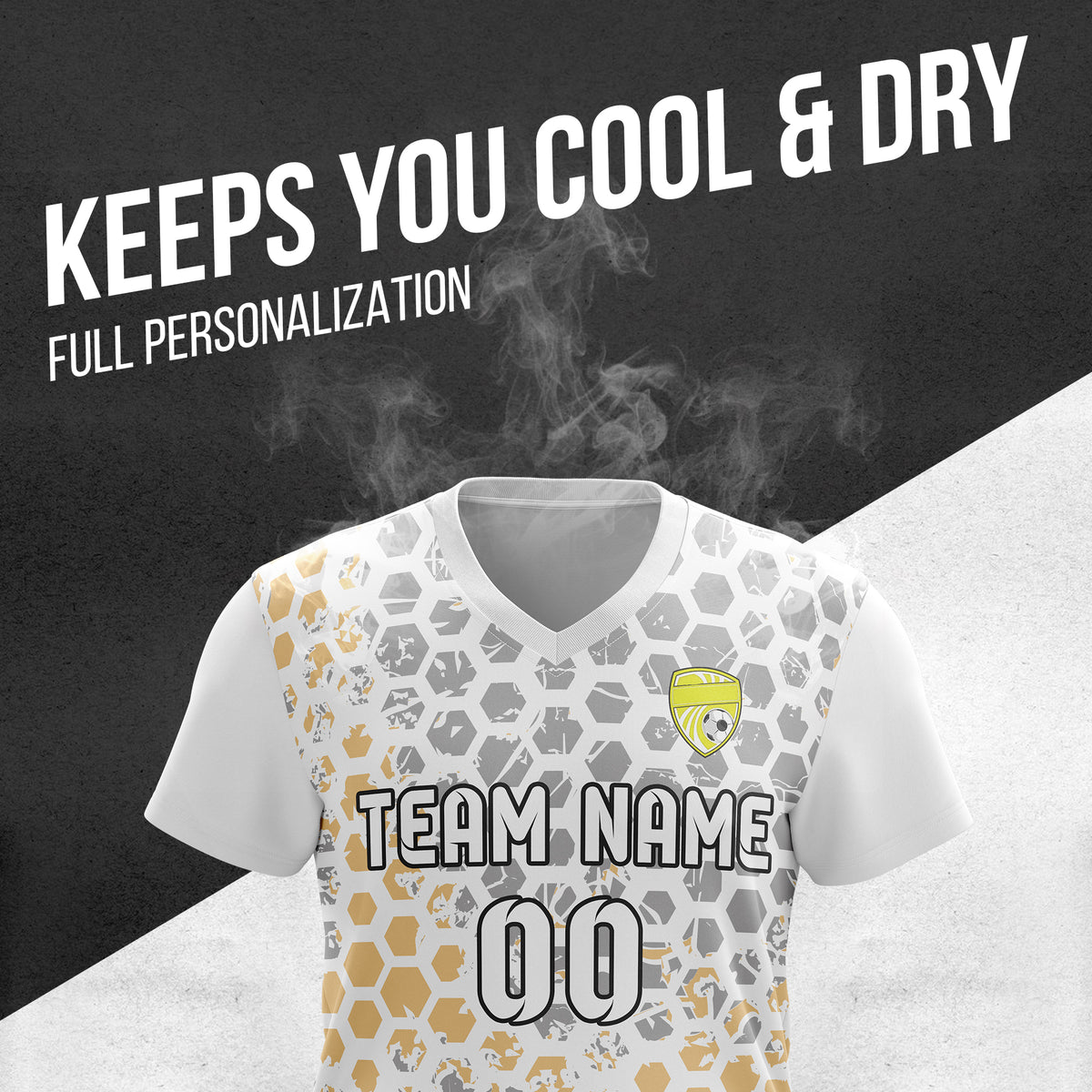 Custom Soccer V Neck HexStrike White Sport Soccer Tops Jersey