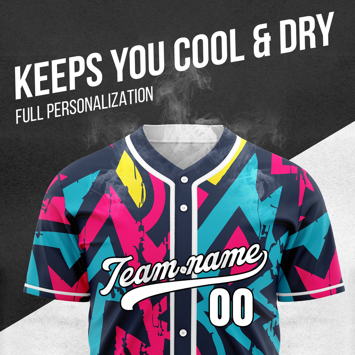 Custom Splash Navy Baseball Sports Jersey Personalized Uniform with Name & Number