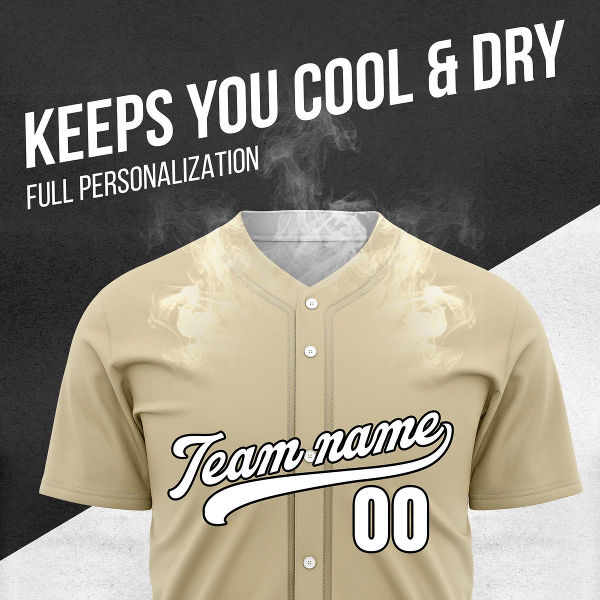 Custom Khaki Baseball Wave Sports Jersey Personalized Uniform with Name & Number
