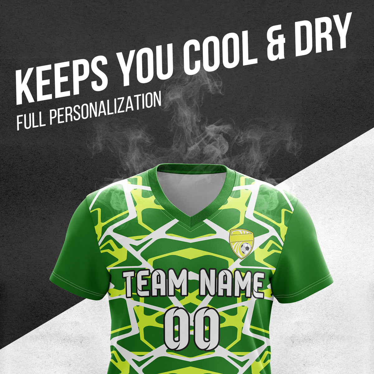 Custom Wild Pulse V-Full Pattern Soccer Green Sport Tops Jersey
