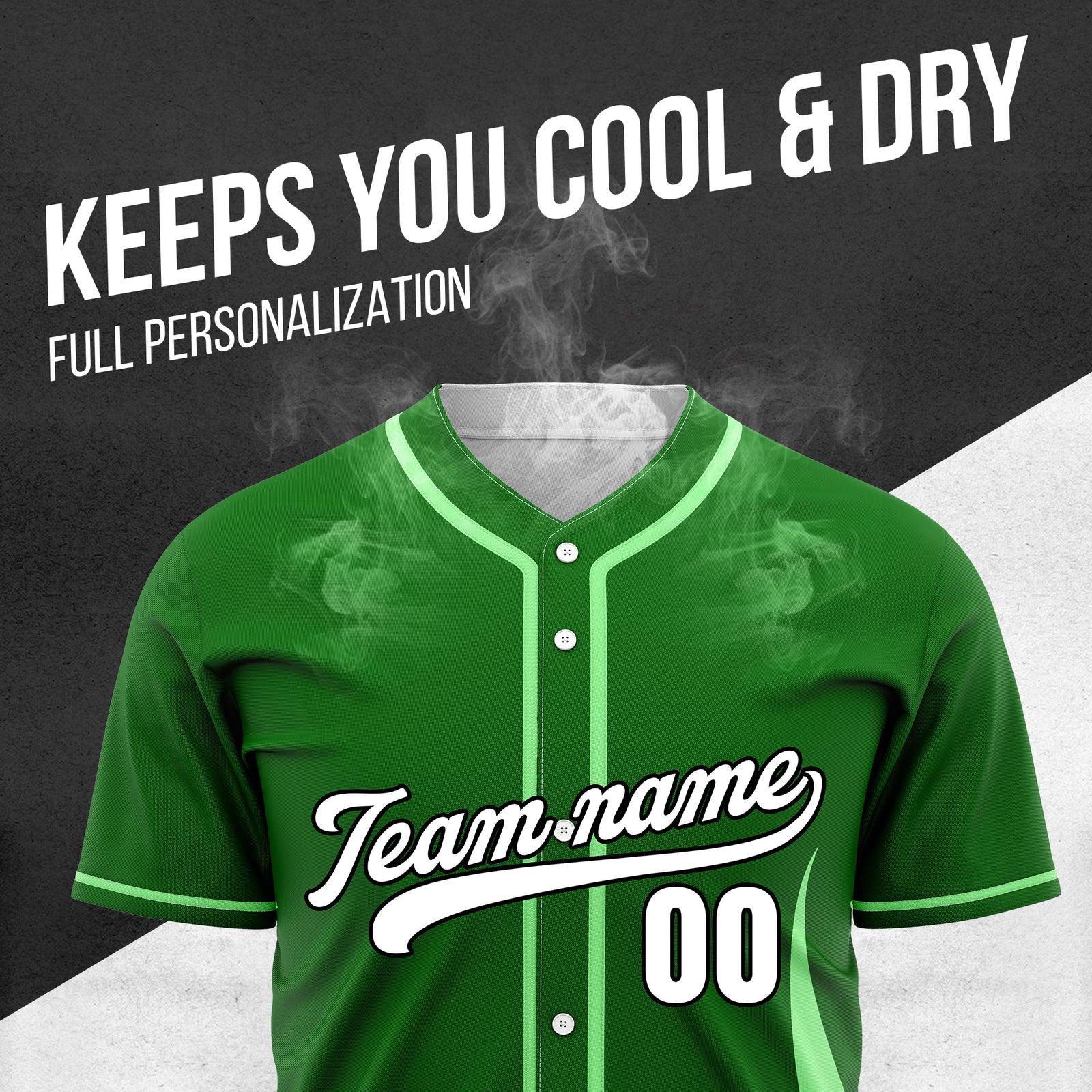 Custom Fire Pulse Green Baseball Sports Jersey Personalized Uniform with Name & Number
