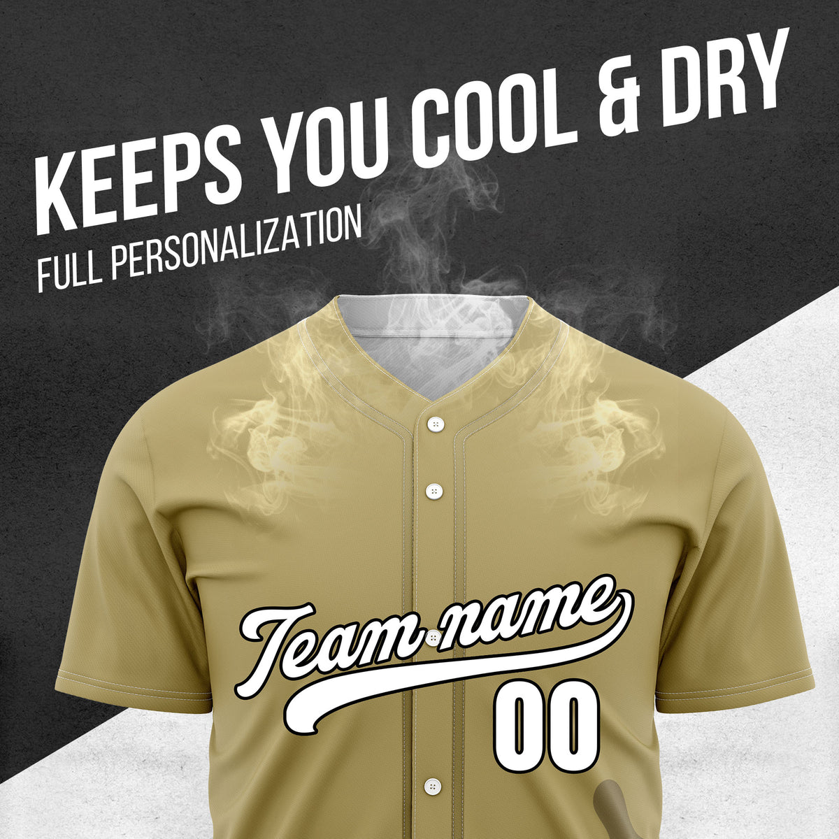 Custom Khaki Baseball Wave Sports Jersey Personalized Uniform with Name & Number