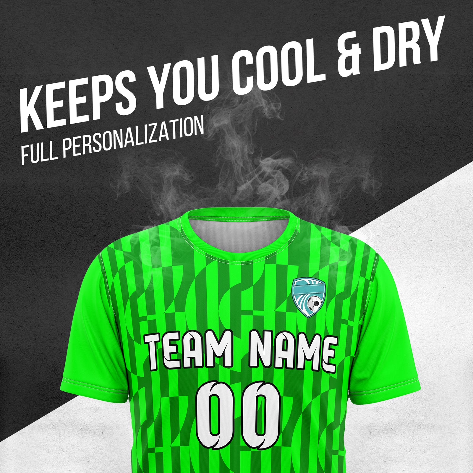 Custom Soccer Round Neck Neon Green Cyclone Tops Jersey
