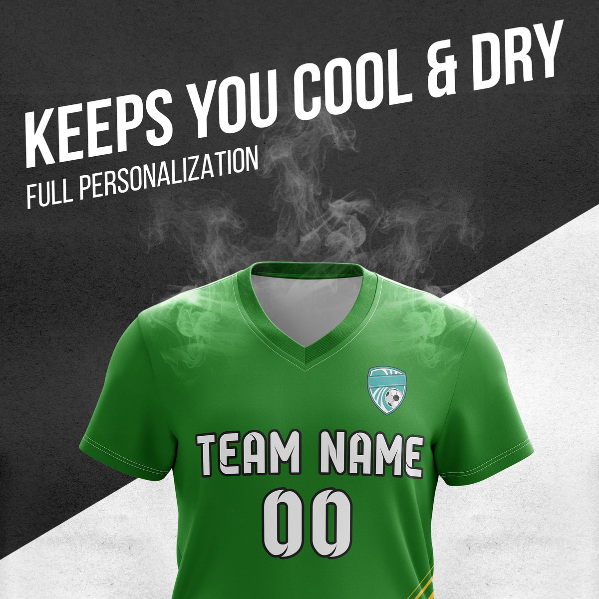 Custom WaveLine Stripe V-Neck Green Sport Tops Jersey