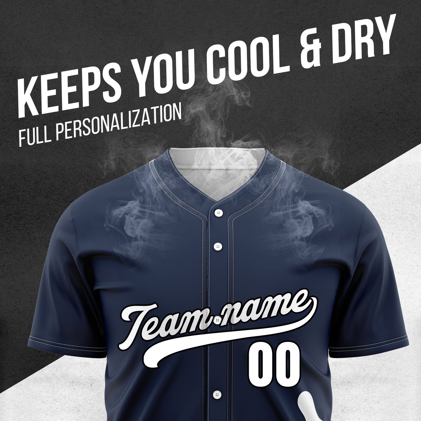 Custom Navy Baseball Wave Sports Jersey Personalized Uniform with Name & Number