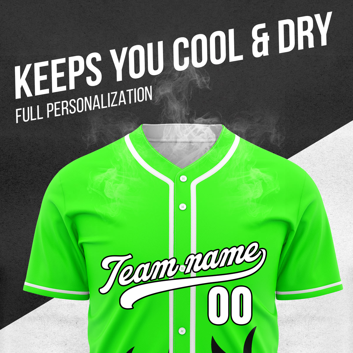 Custom Burnout Neon Green Baseball Sports Jersey Personalized Uniform with Name & Number