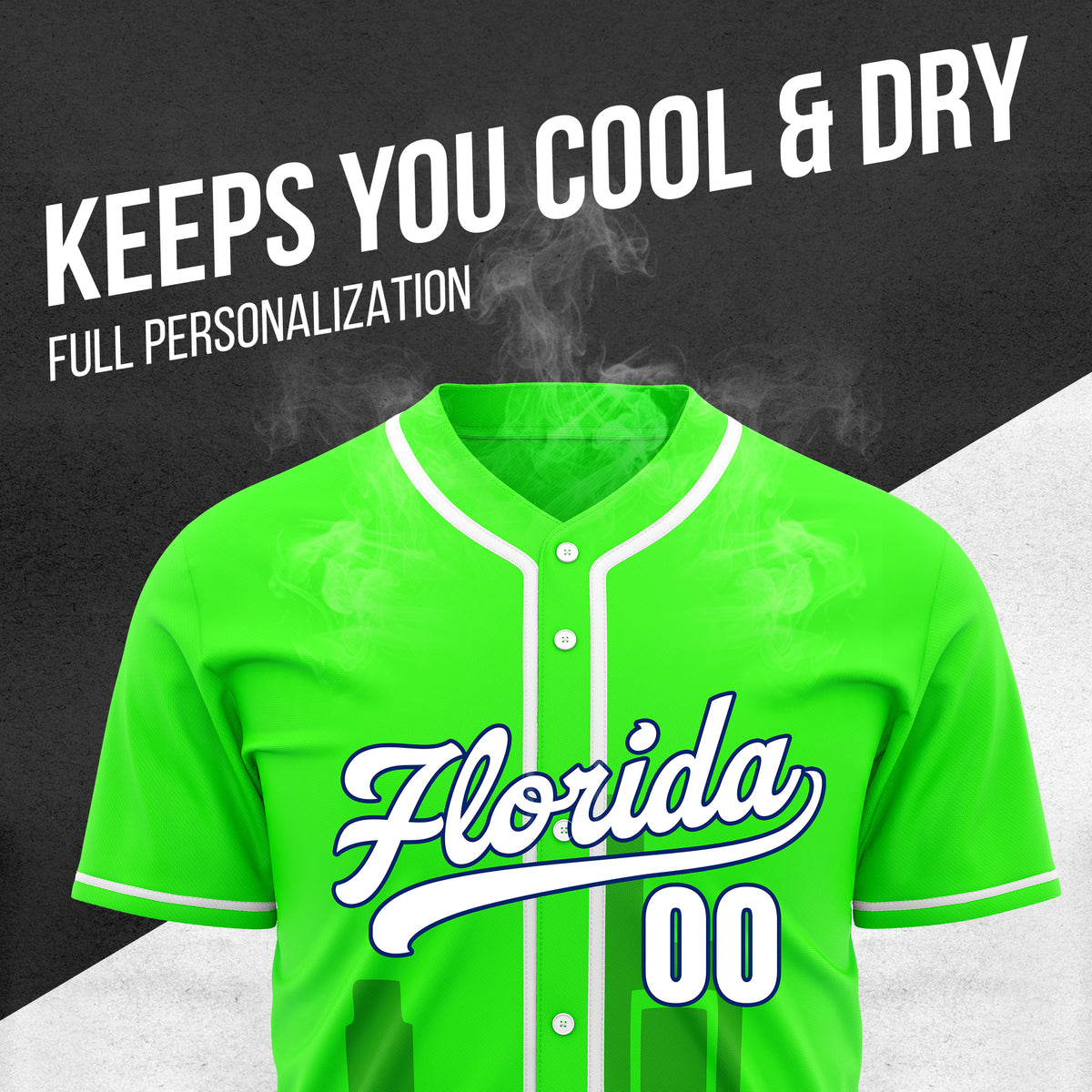 Custom City Flux Neon Green Baseball Sports Jersey Personalized Uniform with Name & Number