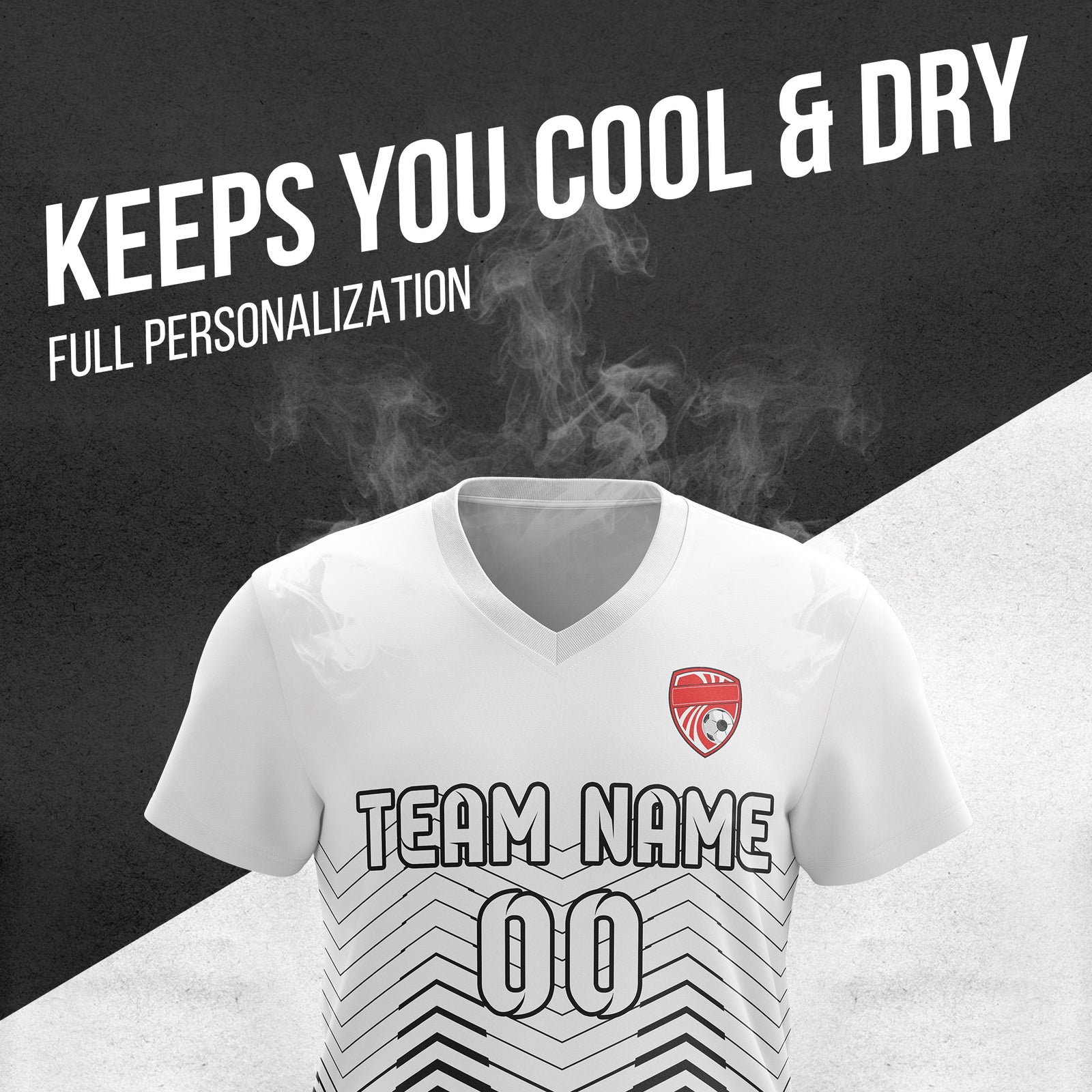 Custom Apex Strike V-Side Pattern White Soccer Sport Tops Jersey