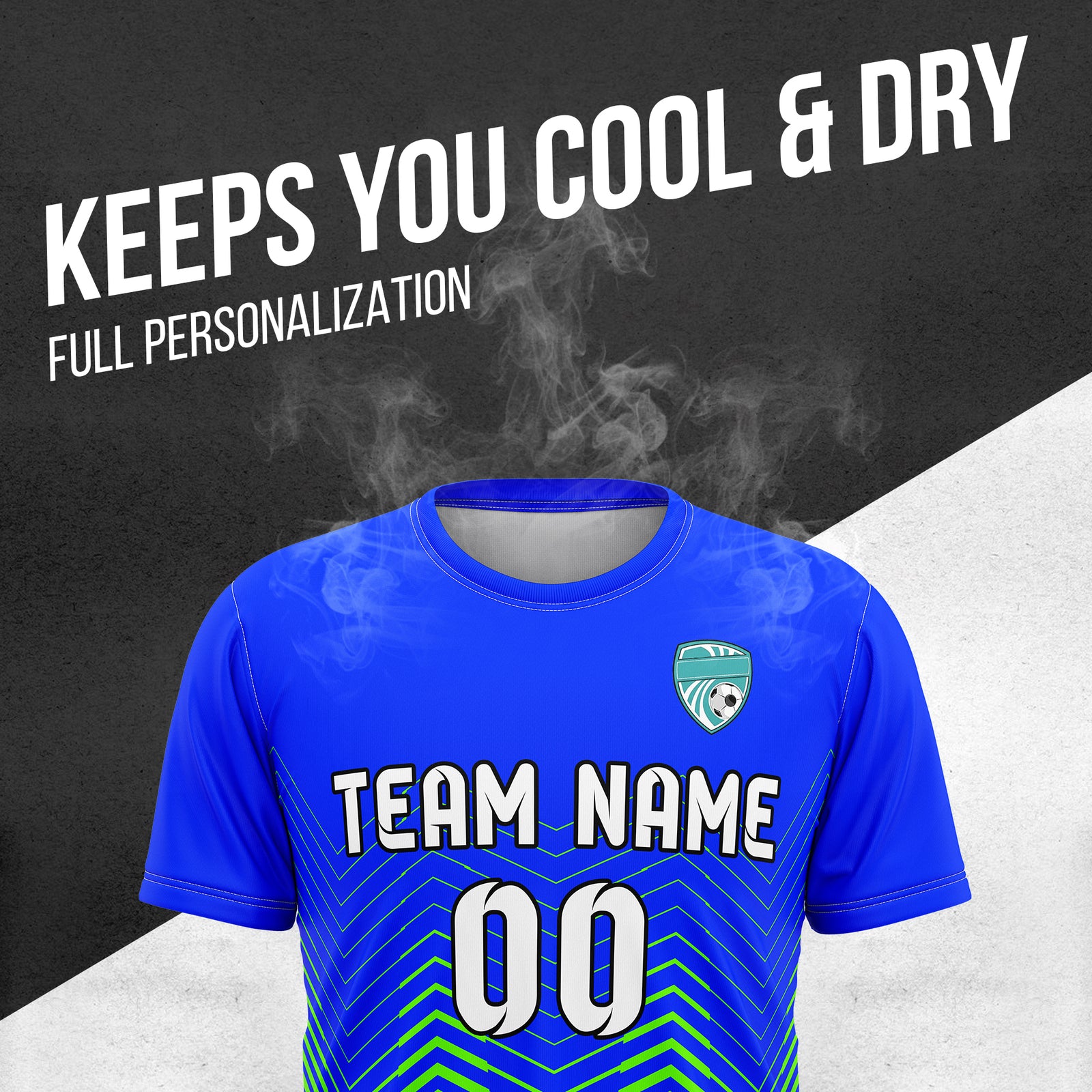 Custom Soccer R Side Pattern Blue Apex Strike Sports Tops Jersey