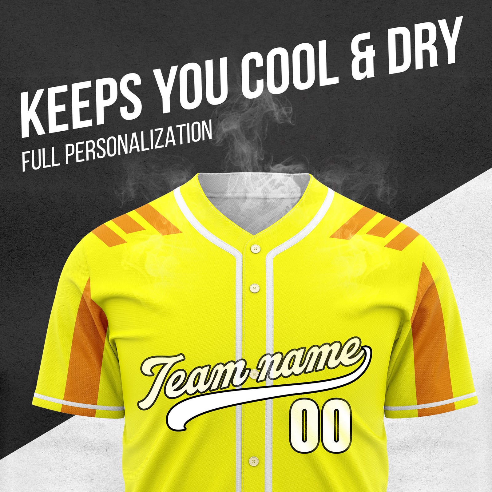 Custom Radiant Strike Yellow Raglan Style Baseball Sports Jersey Personalized Uniform with Name & Number