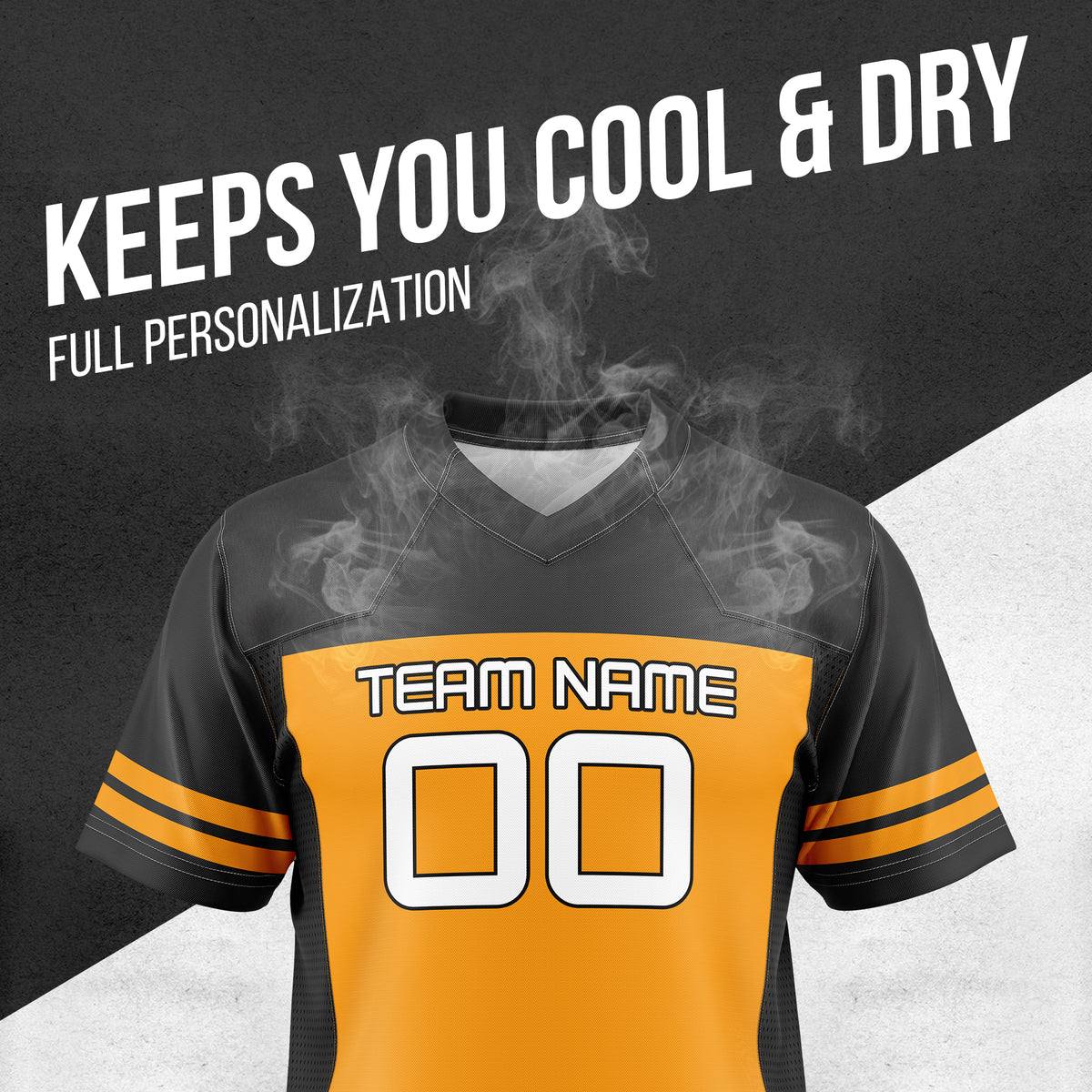 Custom Black Color Block Flag Football Jersey
