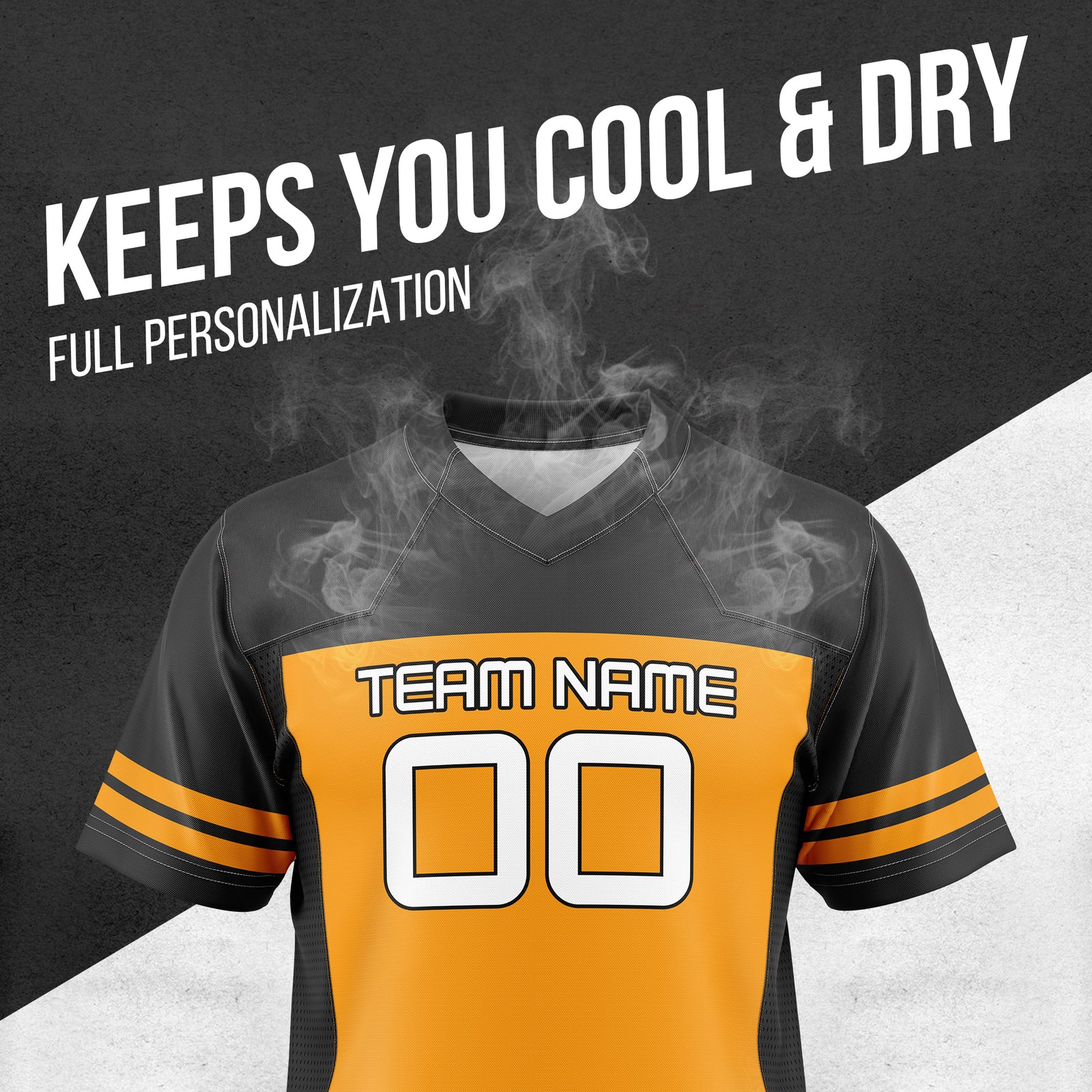 Custom Black Color Block Flag Football Jersey