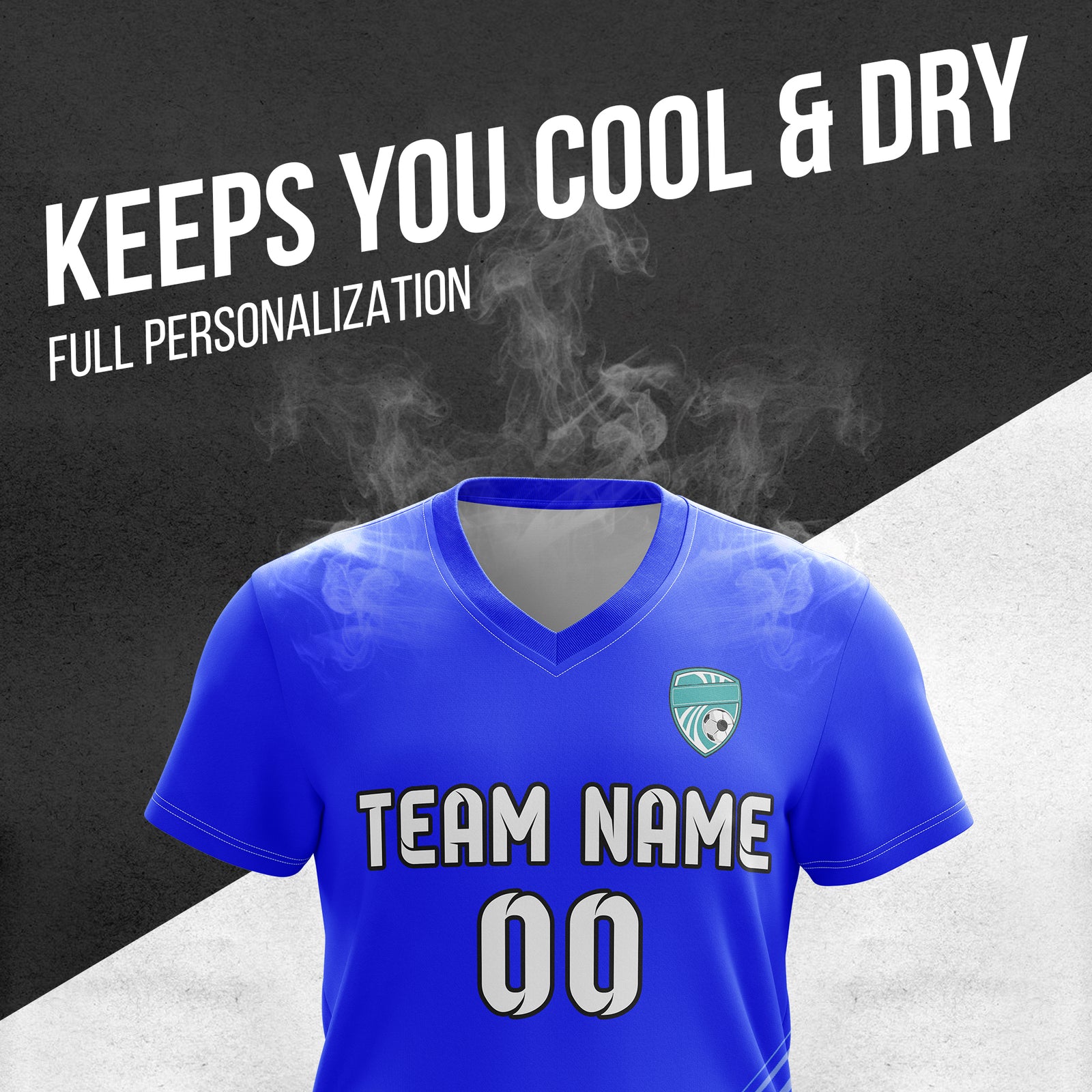 Custom WaveLine Stripe V-Neck Blue Sport Tops Jersey