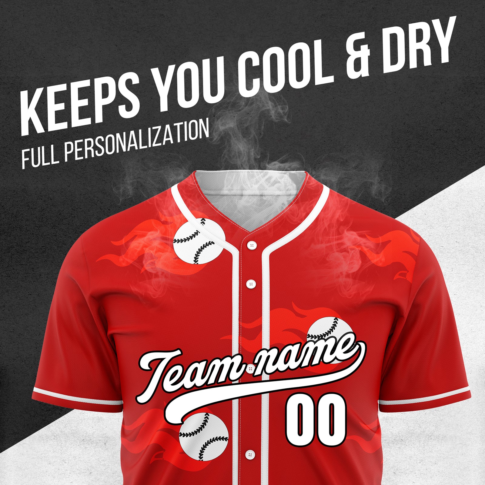 Custom Fireballers Red Baseball Sports Jersey Personalized Uniform with Name & Number