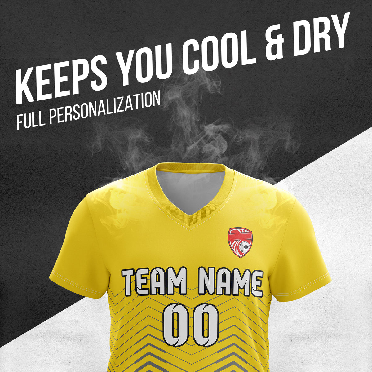 Custom Apex Strike V-Side Pattern Yellow Soccer Sport Tops Jersey