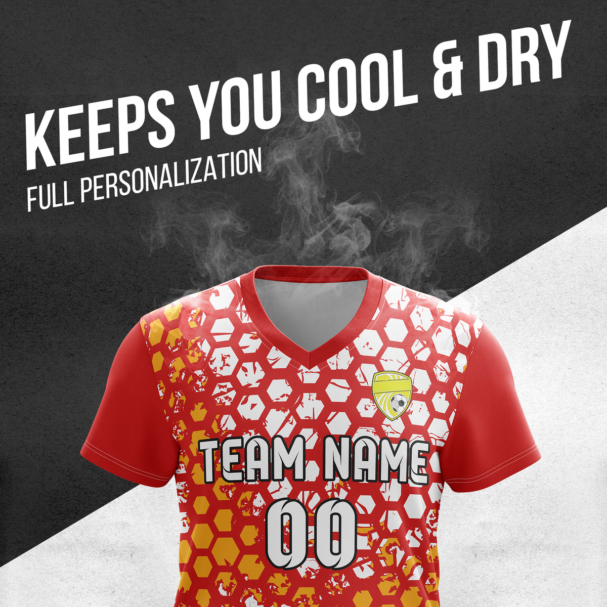 Custom Soccer V Neck HexStrike Red Sport Soccer Tops Jersey